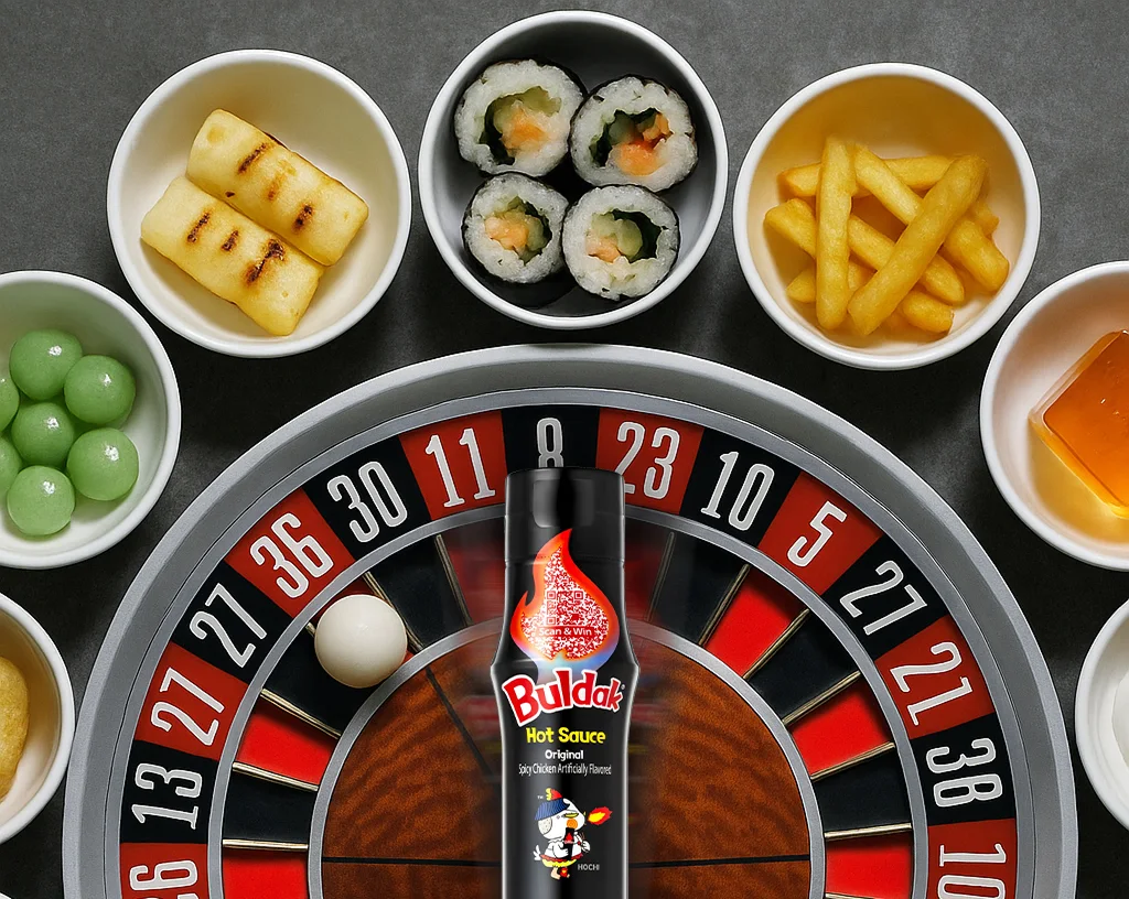 Hot sauce
Buldak sauce
indoor game
fun party game
group games for parties
party games for large groups
halloween party games
christmas party games
buldak ramen